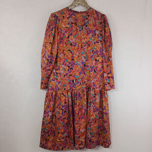 Vintage 80s Women's Multicolored Plus Size Geometric Midi Dress Secretary